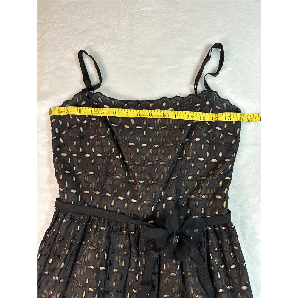 Laundry Shelli Segal Dress Womens Size 6 Black Eyelet Nude Lining Strappy - Picture 7 of 16